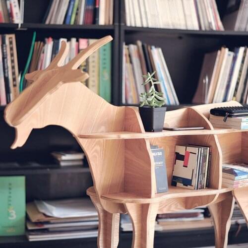 High-end 46.8" size Goat style book shelf home decoration furniture self-build puzzle furniture
