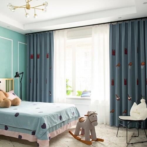 Custom curtain modern Simplicity Cartoons blue boy childrenroom shading ball cotton bedroom window thick blackout curtain M995