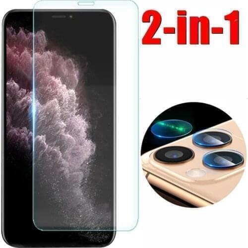 2in1 protective case for iphone 13 12 mini 11 pro cover max with camera cam lens glass i13 i12 i11 phone cover iphone11case 9h