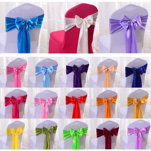 1pc Satin Chair Bow Sashes Wedding Indoor Outdoor Chair Ribbon Butterfly Ties For Party Event Hotel Banquet Decorations Soft