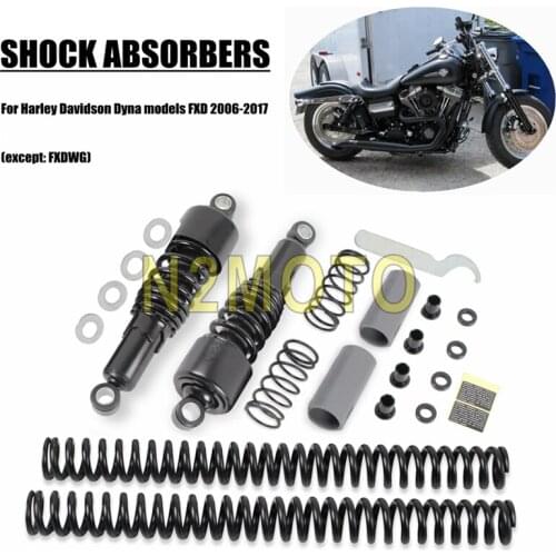 10.5" Shock Absorbers Motorcycle Lowering Slammer Suspension Drop Kit For Harley Dyna Fat Bob Super Glide FXD 2006-2017 Black