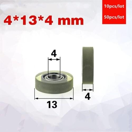 10pcs/50pcs PU68413-4 4*13*4mm polyurethane PU 684ZZ low noise miniature roller bearing soft rubber friction pulley 4x13x4