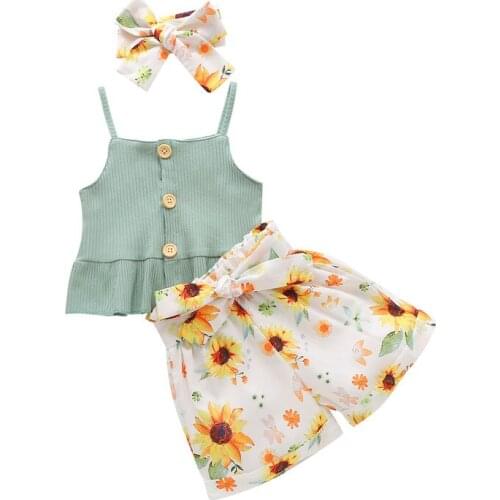3pcs New Summer Toddler Infant Baby Girls Cotton Casual Outfits Set Sleeveless Vest Tops+Short Skirts+Headband Cute Baby Clothes