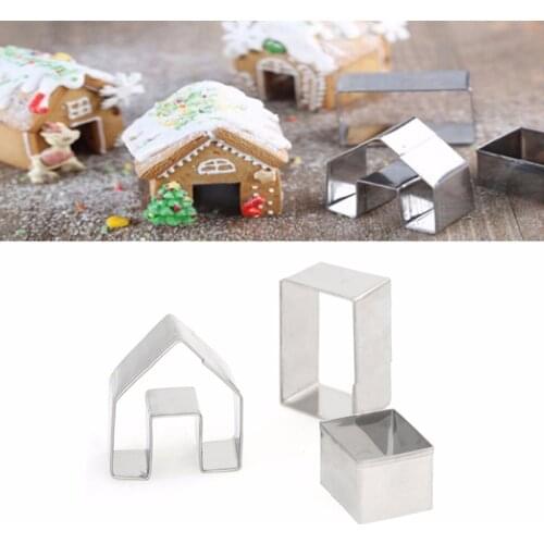 3Pcs Christmas Gingerbread House Biscuit Cutter Set Stainless Steel Cookie Mold
