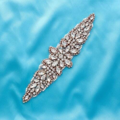 Applique Accessories Beaded Silver Handmade Rhinestone DIY Crystal Belt Bling Sew On Wedding Dresses Garter Wholesale S128