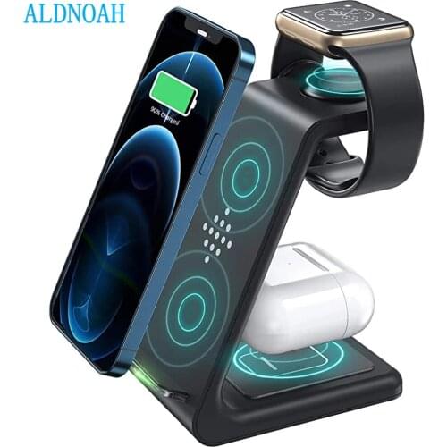 3 in 1 Wireless Charger Station QI 15W Fast Apple Wireless Charging Stand Dock for iPhone 12/11/8 Pro Max AirPods iWatch Samsung