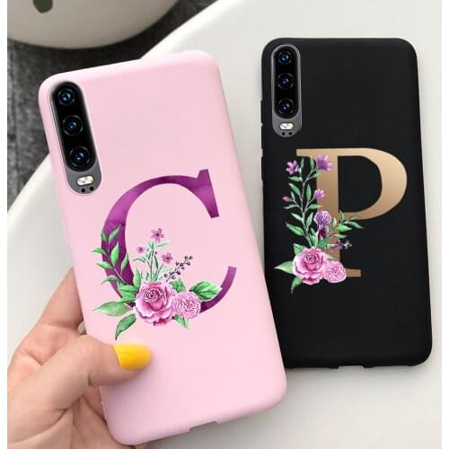Alphabet Letter Phone Case For Huawei P30 Case Black Silicone Soft Back Cover For Huawei P30 P 30 Pro Lite P30Lite Coque Fundas