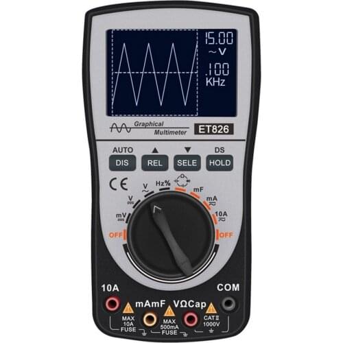 MT8206 Digital Oscilloscope 2-in-1 Multimeter Current, Voltage and Resistance Tester with Analog Bar Graph Measurement Tool