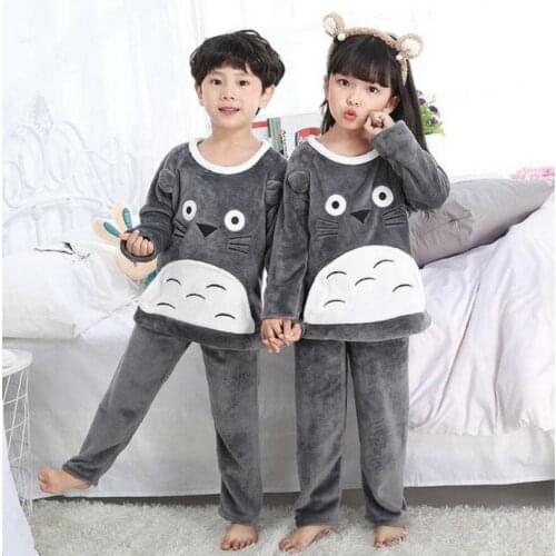 Flannel Girls Pijamas Kids Pajamas Big Girls & Boys Autumn Winter Boys Sleepwear Coral Fleece Nightwear Set Homewear Clothes