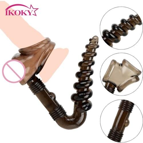 IKOKY Penis Ring Silicone Anal plug Male masturbator Prostate Massage Cock Ring Erotic Sex Toys for Men Stimulator Butt Plug