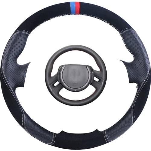 Custom Made Car Steering Wheel Cover Black For Citroen C4 Picasso 2007-2013 Suede Leather Auto Steering Wheel Braid