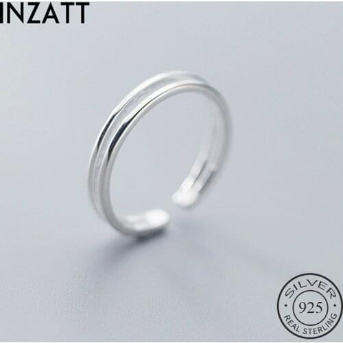 INZATT Real 925 Sterling Silver Geometric Adjustable Ring For Fashion Women Party Fine Jewelry Minimalist Classic Accessories