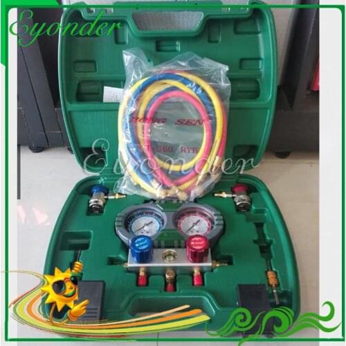 AC A/C Air Conditioning Refrigerant Manifold Gauge Set R12 R22 R134A R404 R404A R407C with Copper