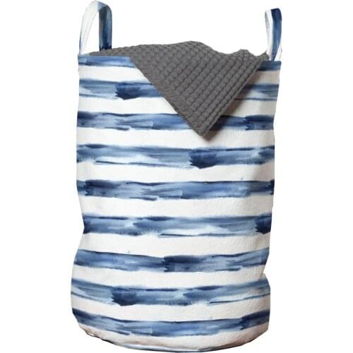 Harbour Stripe Laundry Basket Watercolor Paintbrush Lines Organizer for Clothes Underwear Socks Toys Wash Bag & Home Storage