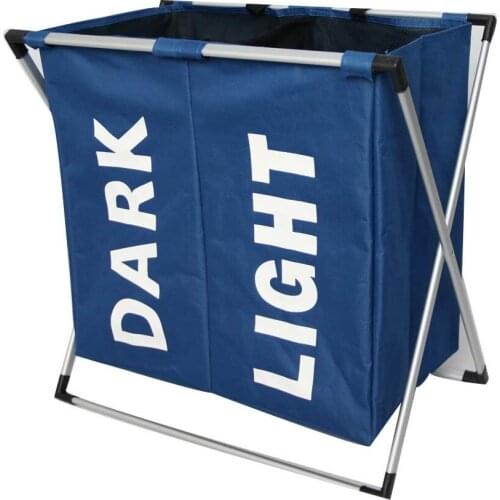 Laundry Storage Basket Double Compartments Folding Storage Basket Organizer Toy Dirty Clothes Washing Storage Basket