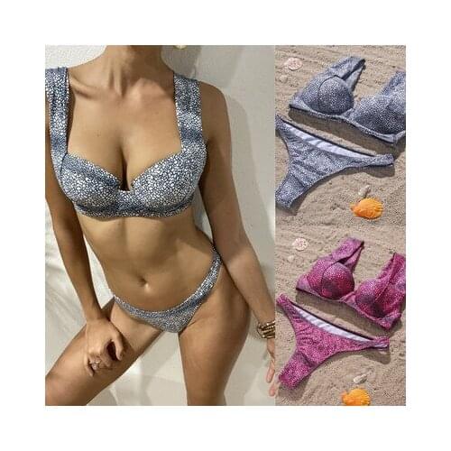 Summer New Style Womens Steel Bracket Hard Cup Sexy Thong Bikini Popular Swimsuit