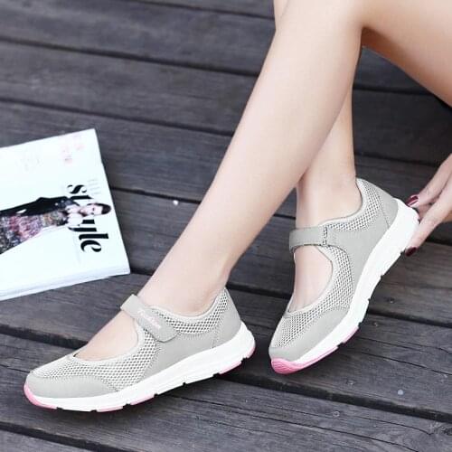 High Size Summer Breathing Walking Shoes Women Sport Sneakers Womens Running Shoes Sports Woman Jogging Shoes Light Grey D-443