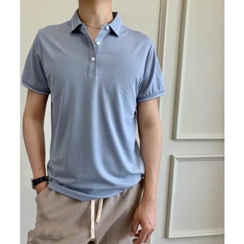 2021 Summer Men Polo T-Shirt Gym Running Training Fitness Bodybuilding Casual Sport Top Quality Elastic Short Sleeve Male