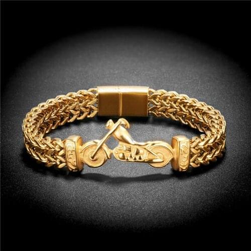 316 Stainless Steel Double Layer Link Chain Bracelet Men Hip Hop Motorcycle Bracelets Chain Bracelet Jewelry Gifts Drop Shipping