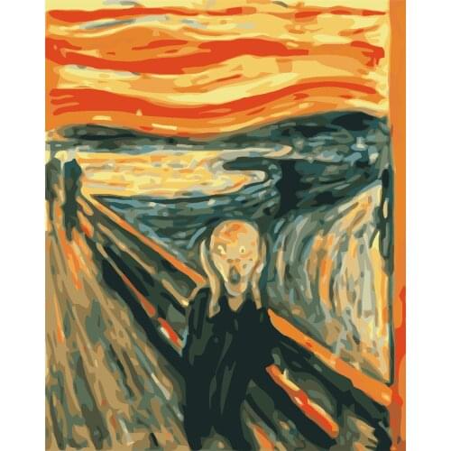Munch Scream Diy Painting By Numbers With Frame Coloring Picture By Number Abstract Impression Art Pictures With Colors