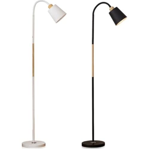 Nordic White Black Wood Color Floor Lamp Modern E27 Floor Lamps Standing Simple Corner Standing Lamp Corner Light Reading Light