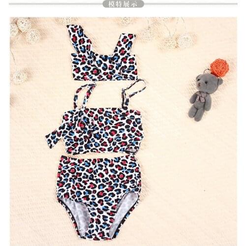 New fashion two-piece leopard girls strap bikini swimsuit children XYY-145