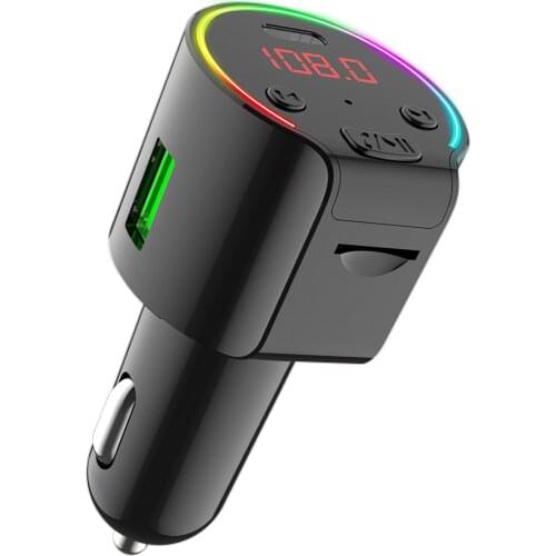 Onever Bluetooth V5.0 FM Transmitter ABS FM Radio Adapter Car Music Player Car Fast Charger Call for Radio Music Charging