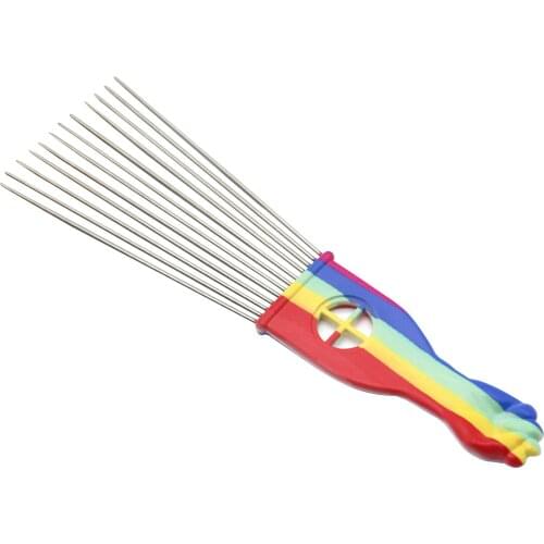 Barber Metal Afro Comb African American Pick Comb Hair Brush Hairdressing Styling Tool hair Brush for Men Barber Accessories