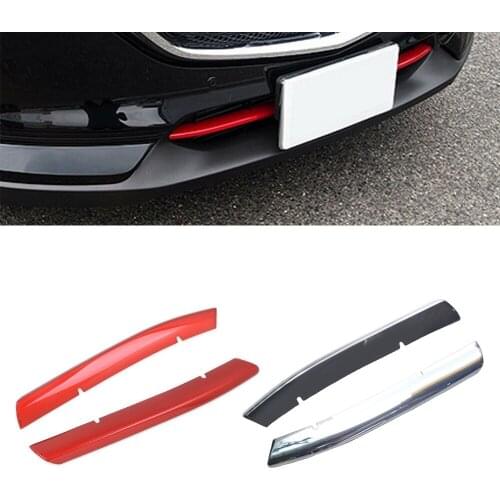 2Pcs ABS Car Front Racing Grills Around Cover Trim For Mazda CX5 2017 2018 2019 2020 CX-5 17 18 19 20 Chrome/Red