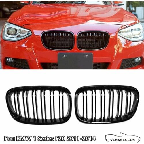 Front Kidney Grille For BMW 1 Series F20 2011 2012 2013 2014 1:1 Car Replacement Racing Grille ABS Glossy Black & Carbon Fiber