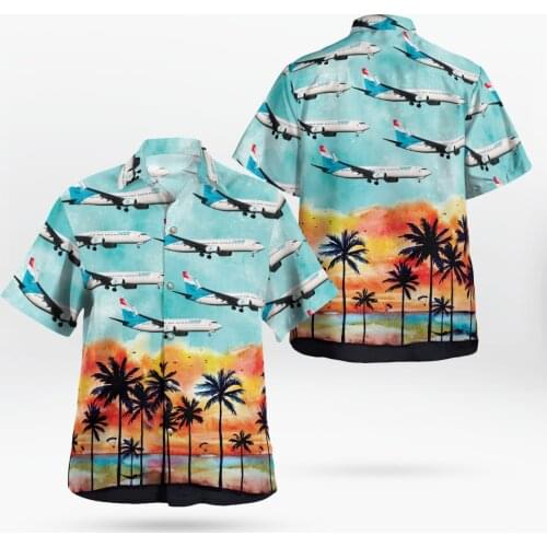 Plane 3D Printing Beach Hawaiian 2021 Summer Shirt Short Sleeve Shirt Streetwear Oversized 5XL Camisa Social Chemise Homme F1245