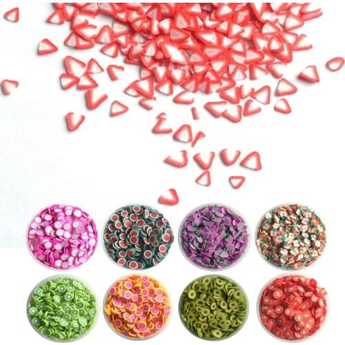 100gram/Bag Polymer Clay Strawberry lemon Fruit Slices 5mm Diameter DIY Nail Art Decorations Sticker Mixed Tools Supplies Toys