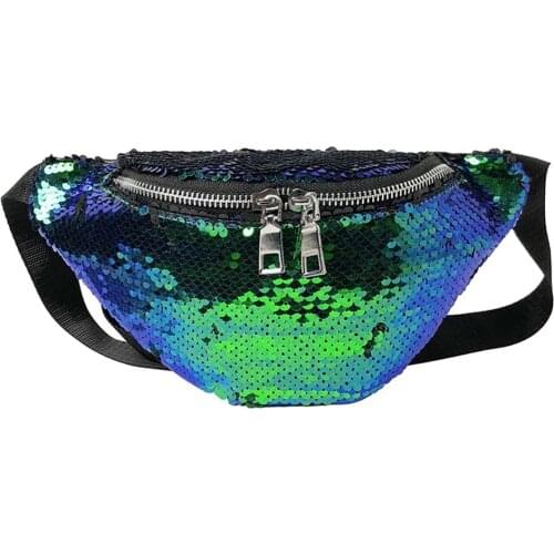 Women Sequin Fanny Pack Fashion Female Waist Bag 2019 New Chest Pouch Shoulder Bag Glitter Bum Belts Bags Waist Packs