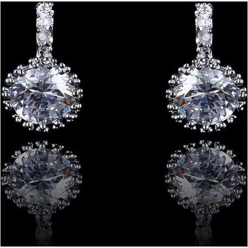 YAN MEI 4 Colour Silver Color Cubiz Zirconia dangler earrings GLE1576