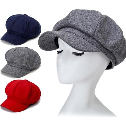 Hats for Women Autumn Winter Warm Fashion Women Octagonal Hat Woolen Cloth Casual Beret Cap Elegant Lady Winter Caps