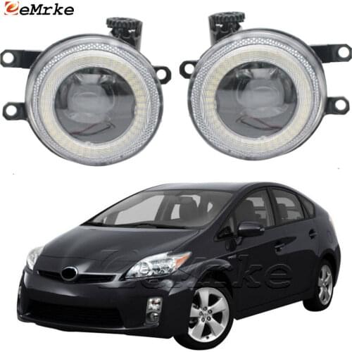 EEMRKE 2in1 LED Angel Eye Daytime Running Lights DRL + Cut-Line Lens Fog Lights for Toyota Prius ZVW30 XW30 2009 2010 2011