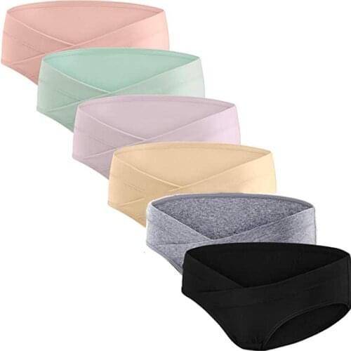 KANCOOLD 3PCS/Set Maternity Pregnant Women Low Waist V Shaped Cotton Pregnancy Postpartum Panties Solid Color Comfort Pantys
