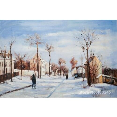 Street in the Snow, Louveciennes ART by Camille Pissarro Paintings on canvas hand-painted High quality