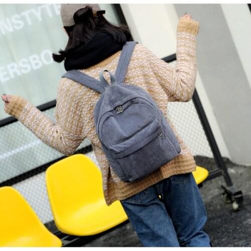 Corduroy Backpack Fashion Women School Pure Color Girl School Bags Female Leisure Time Versatile High-Capacity 2020 Hot