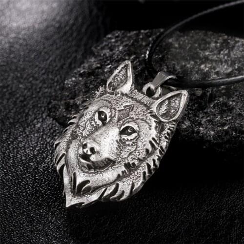 Vintage Creative Tibetan Silver Wolf Head Pendant Necklace Power Norse Viking Amulet Animal Necklaces For Men Women Gifts Fashion Jewelry