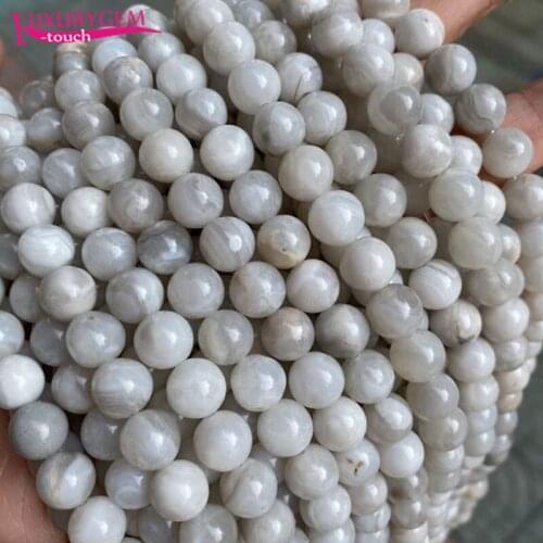 High Quality Natural Banded White Agates Stone Round Shape Loose Spacer Smooth Beads 4/6/8/10/12m Jewelry Accessory 38cm sk21