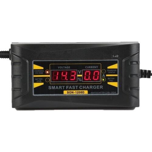 1Pcs Car Battery Charger SON-1206D +Digital LCD Intelligent Fasts Lead-acid Battery Charger 12V 6A For Car Motorcycle