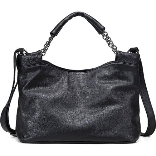 Women Handbags Genuine Leather Female Bags Casual Chain design handle Small Tote Solid Color Shoulder Crossbody Bags For Ladies