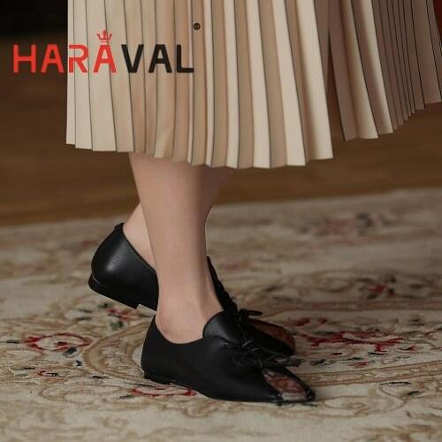 HARAVAL Women Pumps Shoes Elegant Genuine Leather Square Toe Classics Solid Spring/Autumn Solid Black Green Shoes Women A271