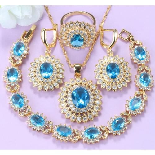 Summer Vacation Accessories Gold Color Sunflower Big Jewelry Sets Earrings Pendant Necklace And Ring For Women Free Gift Box