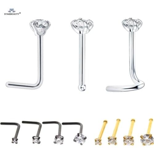 1 pc/lot U I L Shape 20G 1.5/2/2.5/3mm Tiny Gem Nose Piercing Nose Ring Labret Lip Nostril Piercing Helix Tragus Earring Jewelry