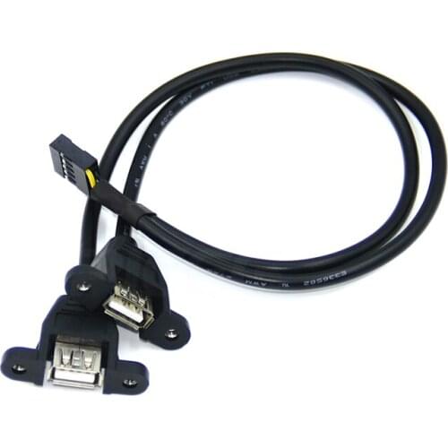 10pcs Computer Chassis Cable Adapter Connector Baffle Board Motherboard USB Rear Extension Cable 2-port USB 2.0 Female Copper