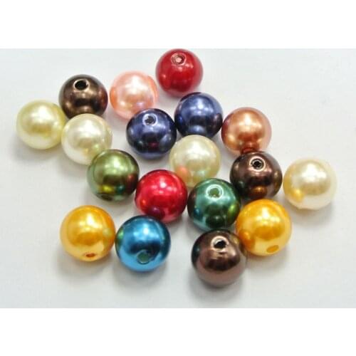 100 Mixed Color Plastic Faux Pearl Round Beads 12mm Imitation Pearl