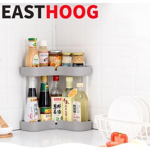 2Layers PP Adhesive Wall Mounted Bathroom Corner Storage Shelf Shower Gel Shampoo Rack Bathroom Accessories