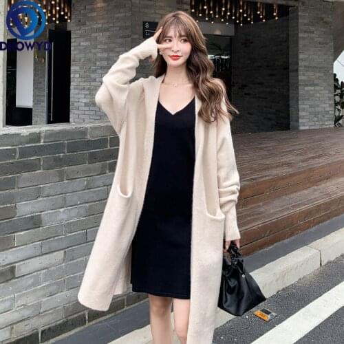 2021 Sweater Cardigan Jacket Women Spring New Temperature Soft Wind Sweater Mid-length Outer Long-sleeved Knitted Jacket Top